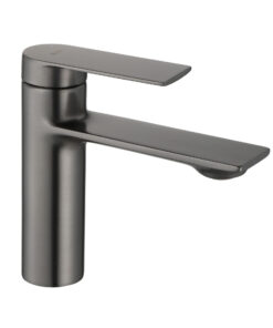 Moderná nízka vodovodná batéria v titánovej farbe