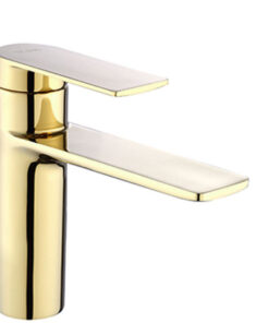 Alternative view of Moderná nízka vodovodná batéria v zlatej farbe