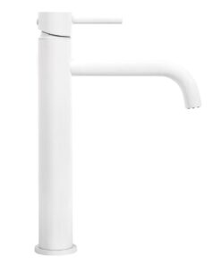 Alternative view of Vysoká umývadlová vodovodná batéria s dlhým mierne ohnutým výtokom, biela