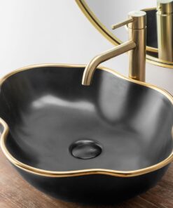 Alternative view of Vysoká umývadlová vodovodná batéria s dlhým mierne ohnutým výtokom, brúsená zlatá