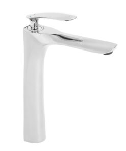 Vysoká dizajnová umývadlová batéria v chrómovej úprave