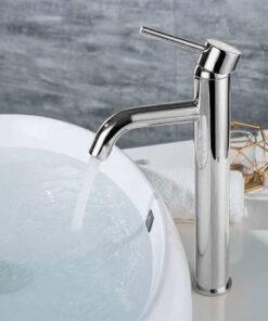 Alternative view of Vysoká umývadlová vodovodná batéria s dlhým mierne ohnutým výtokom, chrómová