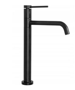 Umývadlová batéria vybavená výtokom otočným o 360° v čiernej farbe