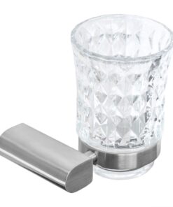 Kúpeľňový stojan s hrnčekom v brúsenej niklovej farbe