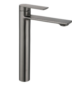 Moderná vysoká vodovodná batéria v titánovej farbe