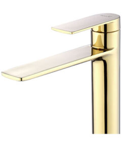 Alternative view of Moderná vysoká vodovodná batéria v zlatej farbe