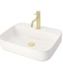 Alternative view of Nízka umývadlová batéria s ohnutým výtokom v zlatej farbe