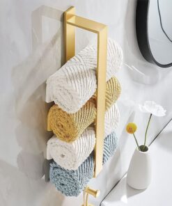 Alternative view of Elegantný vešiak na uteráky alebo oblečenie v brúsenej zlatej farbe