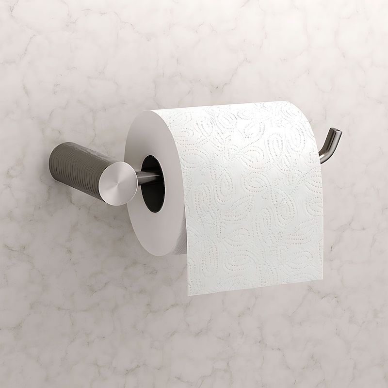 Dizajnový vešiak na uteráky alebo toaletný papier v brúsenej niklovej farbe – Obrázok 3