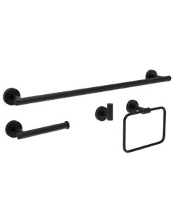 Luxusný set doplnkov do kúpeľne, 4 kusy v matnej čiernej farbe