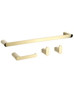 Set doplnkov do kúpeľne, 4 kusy v lesklej zlatej farbe