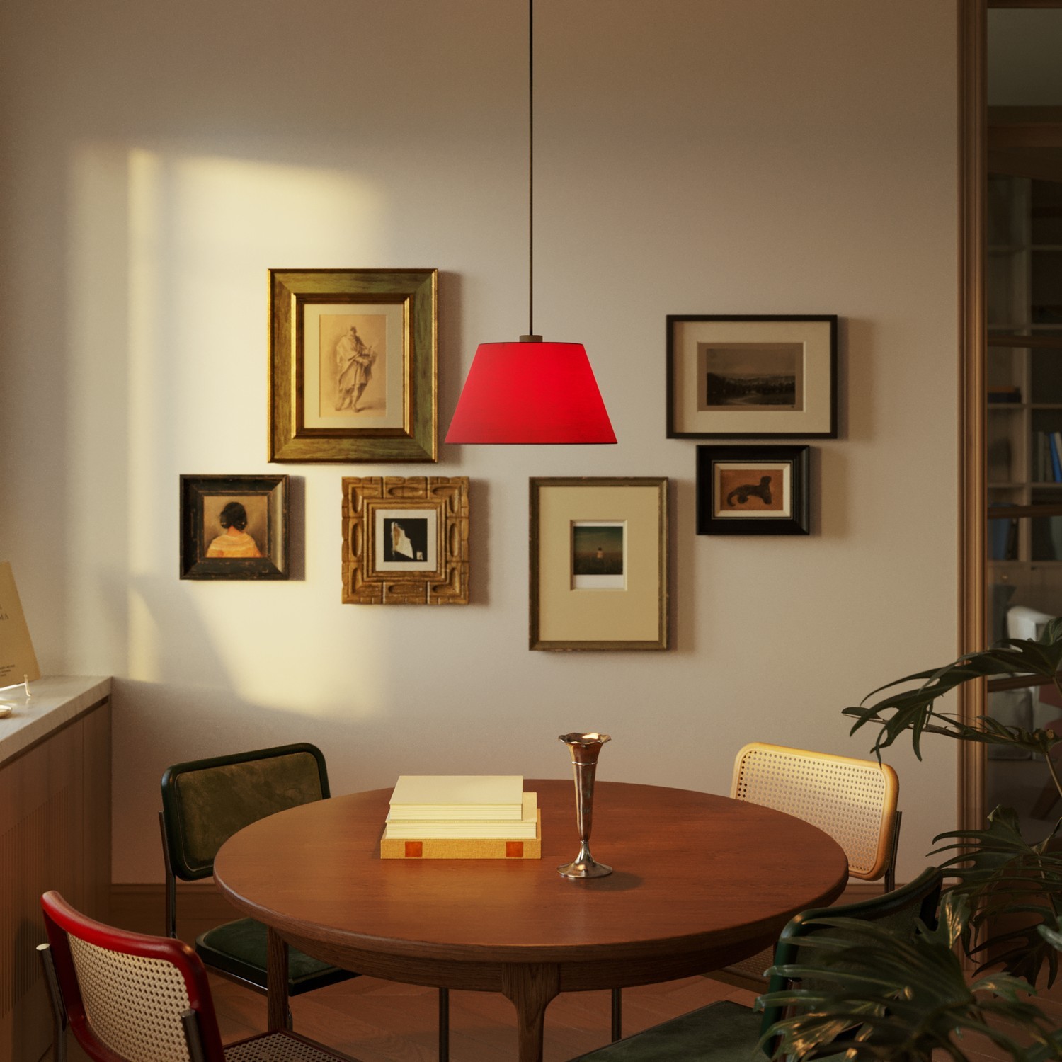 Tienidlo pre závesnú lampu Impero M, Red canvas – Obrázok 3