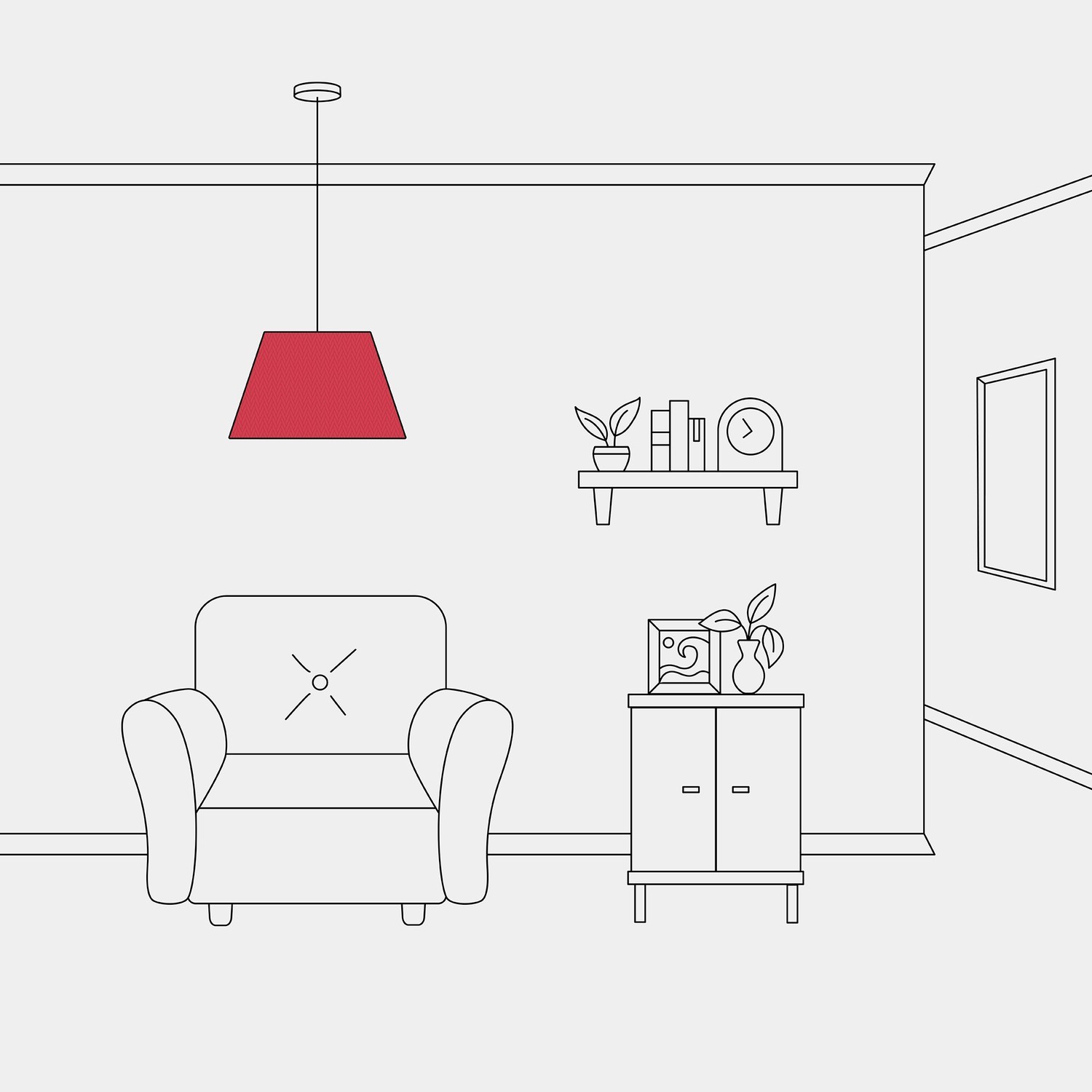 Tienidlo pre závesnú lampu Impero M, Red canvas – Obrázok 4
