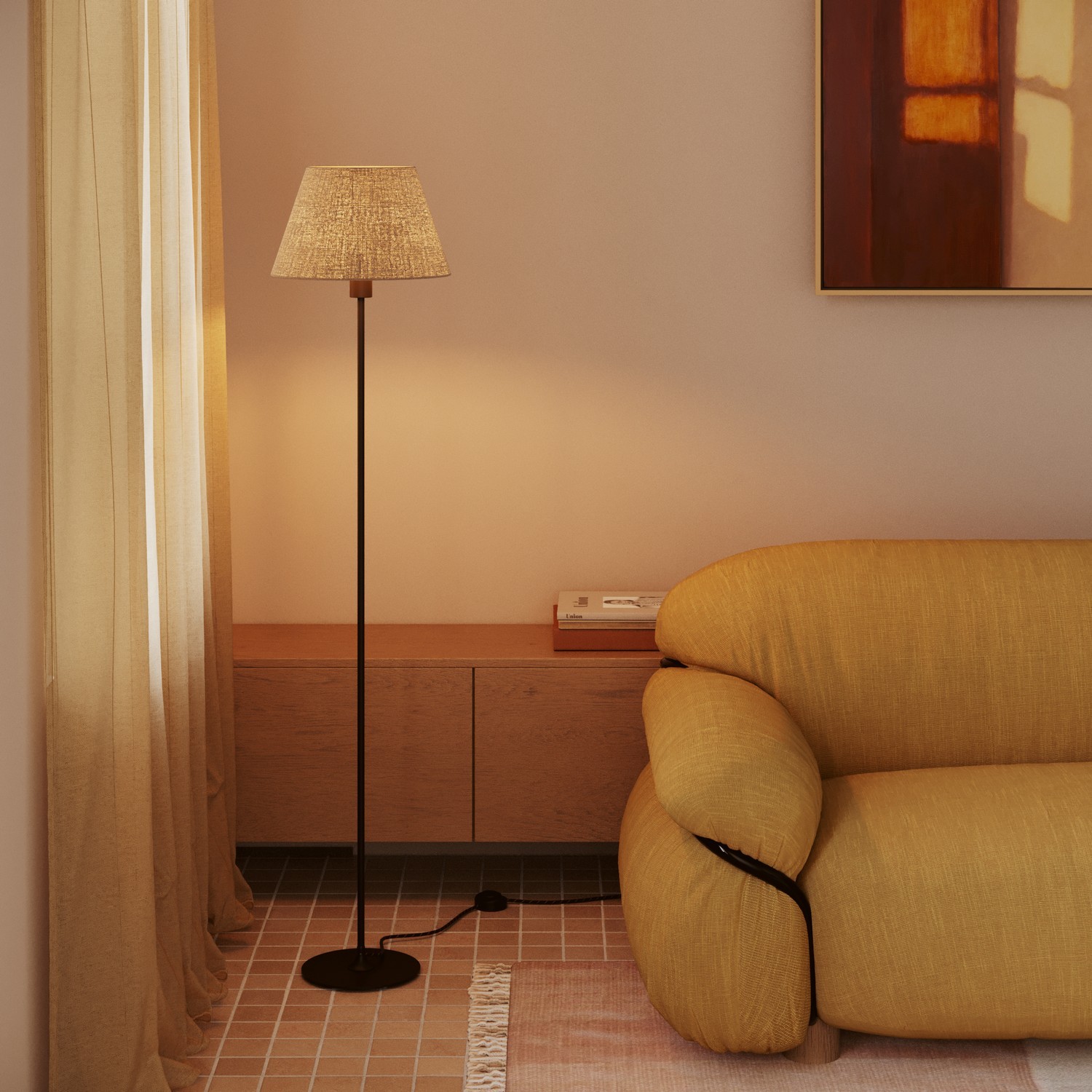 Tienidlo pre podlahovú lampu alebo nástenné svietidlo - Impero M, Natural Jute – Obrázok 3