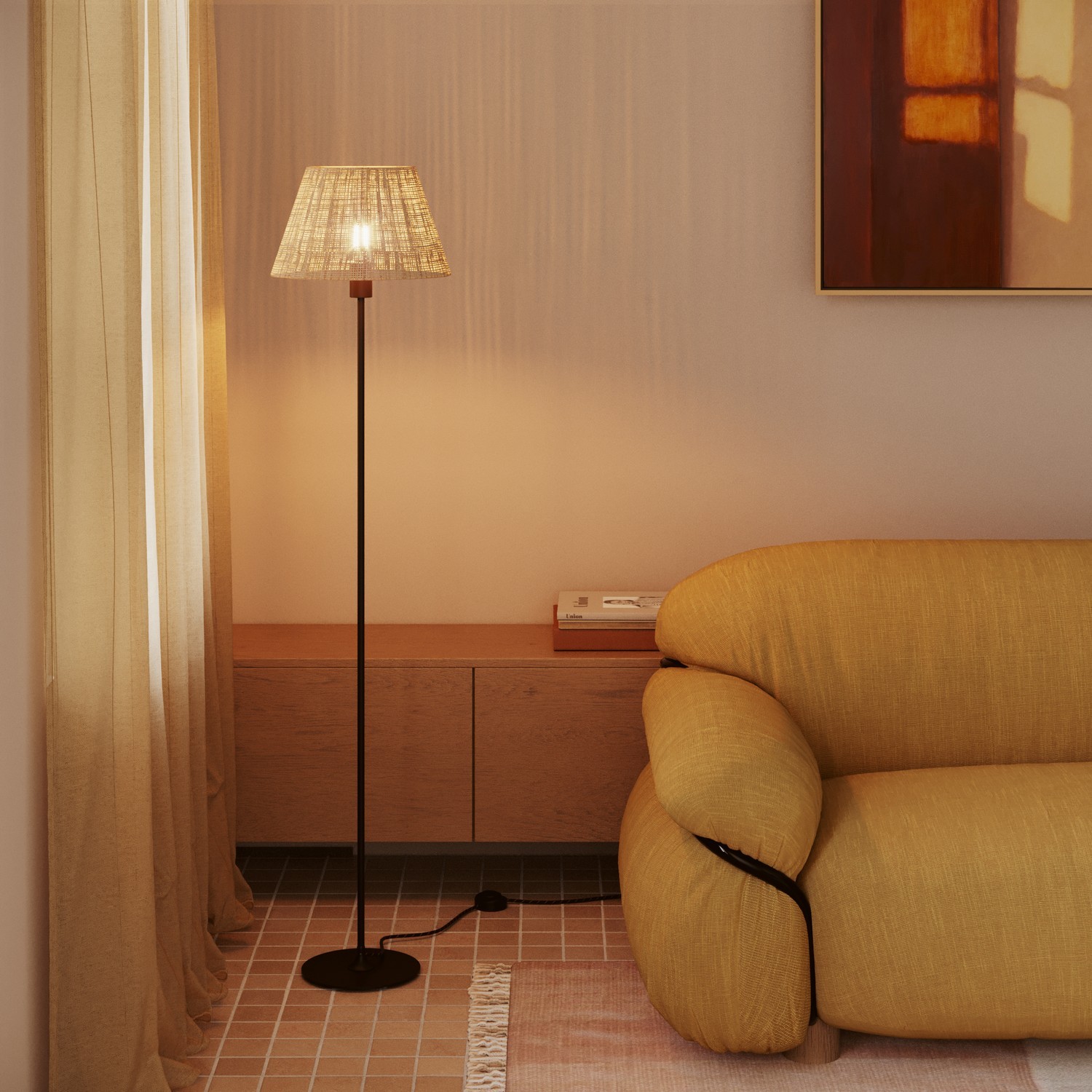 Tienidlo pre podlahovú lampu alebo nástenné svietidlo - Impero M, Raffia – Obrázok 3
