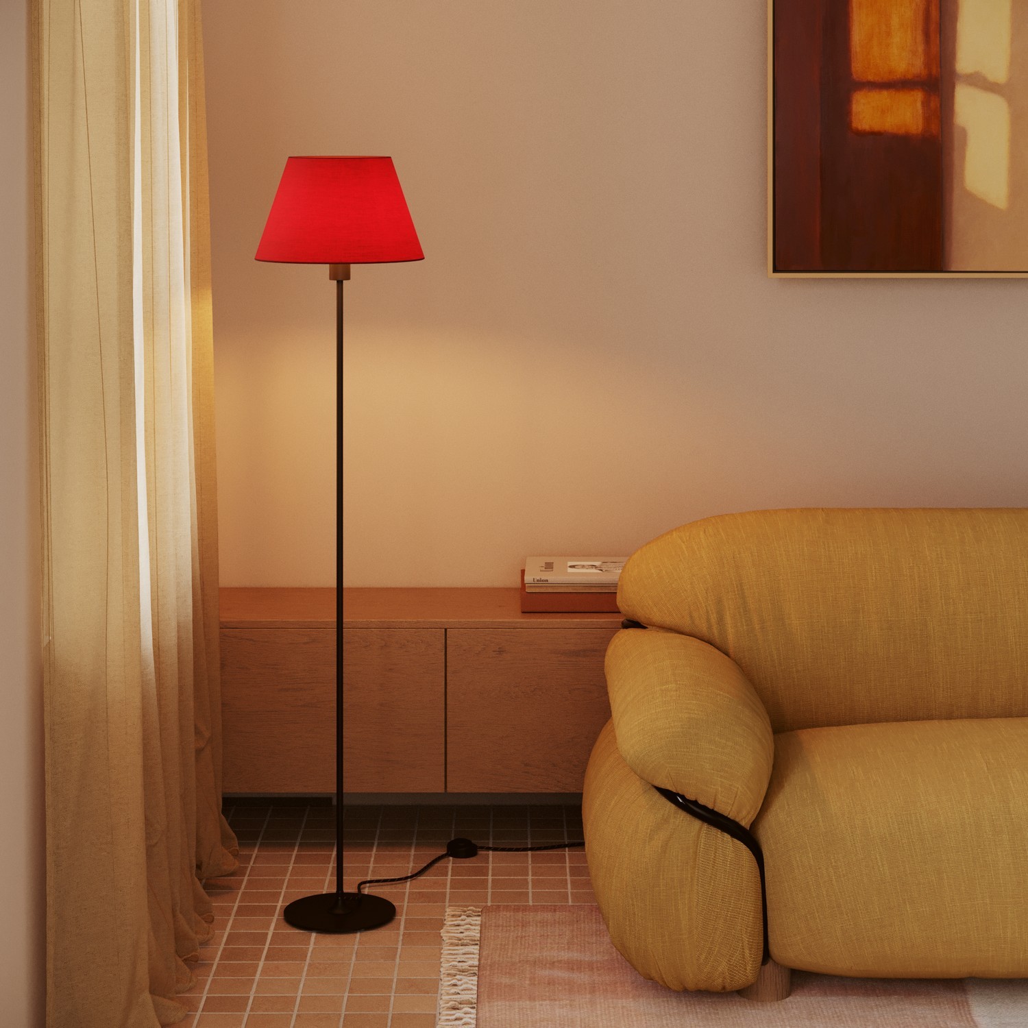 Tienidlo pre podlahovú lampu alebo nástenné svietidlo - Impero M, Red canvas – Obrázok 3