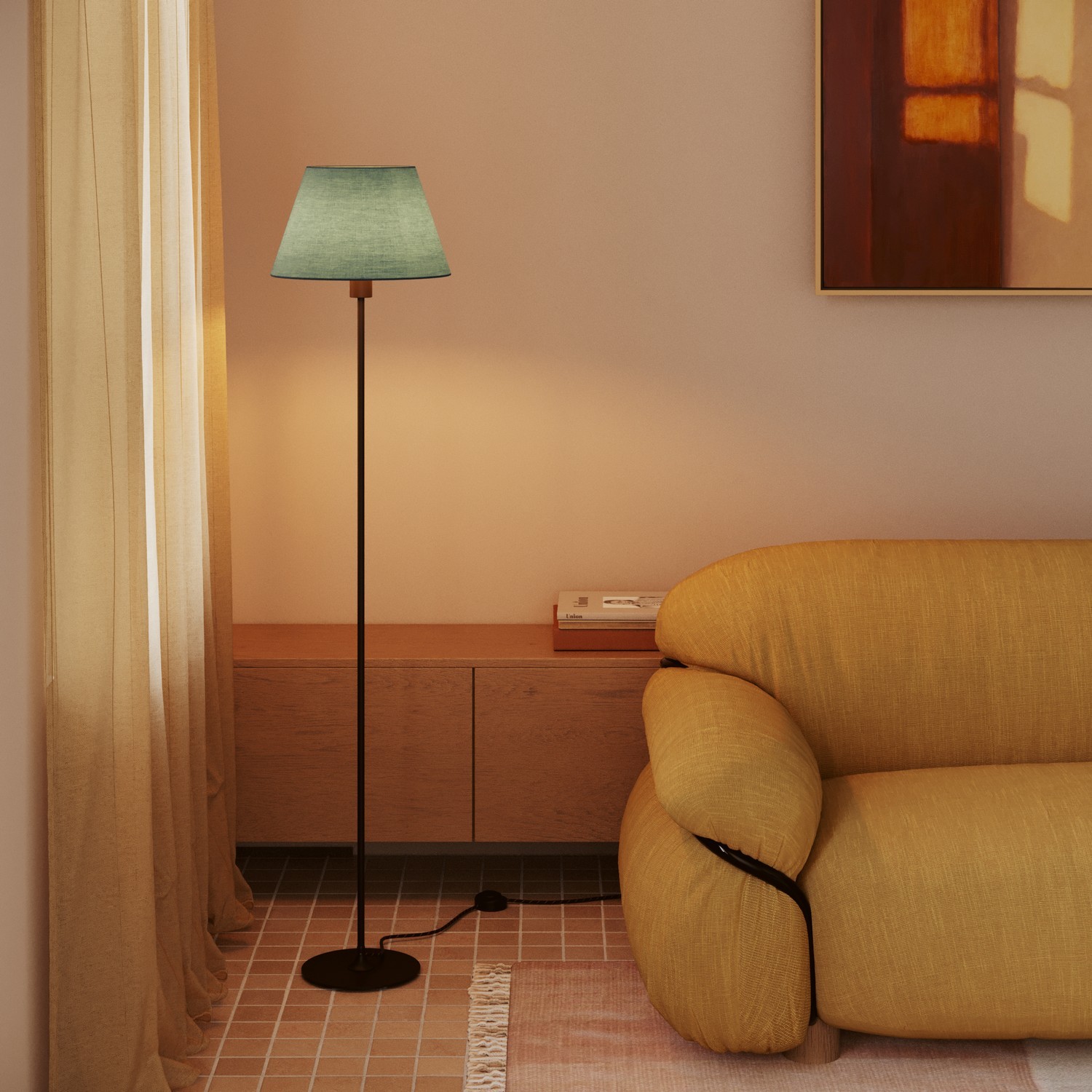 Tienidlo pre podlahovú lampu alebo nástenné svietidlo - Impero M, Green doubt canvas – Obrázok 3