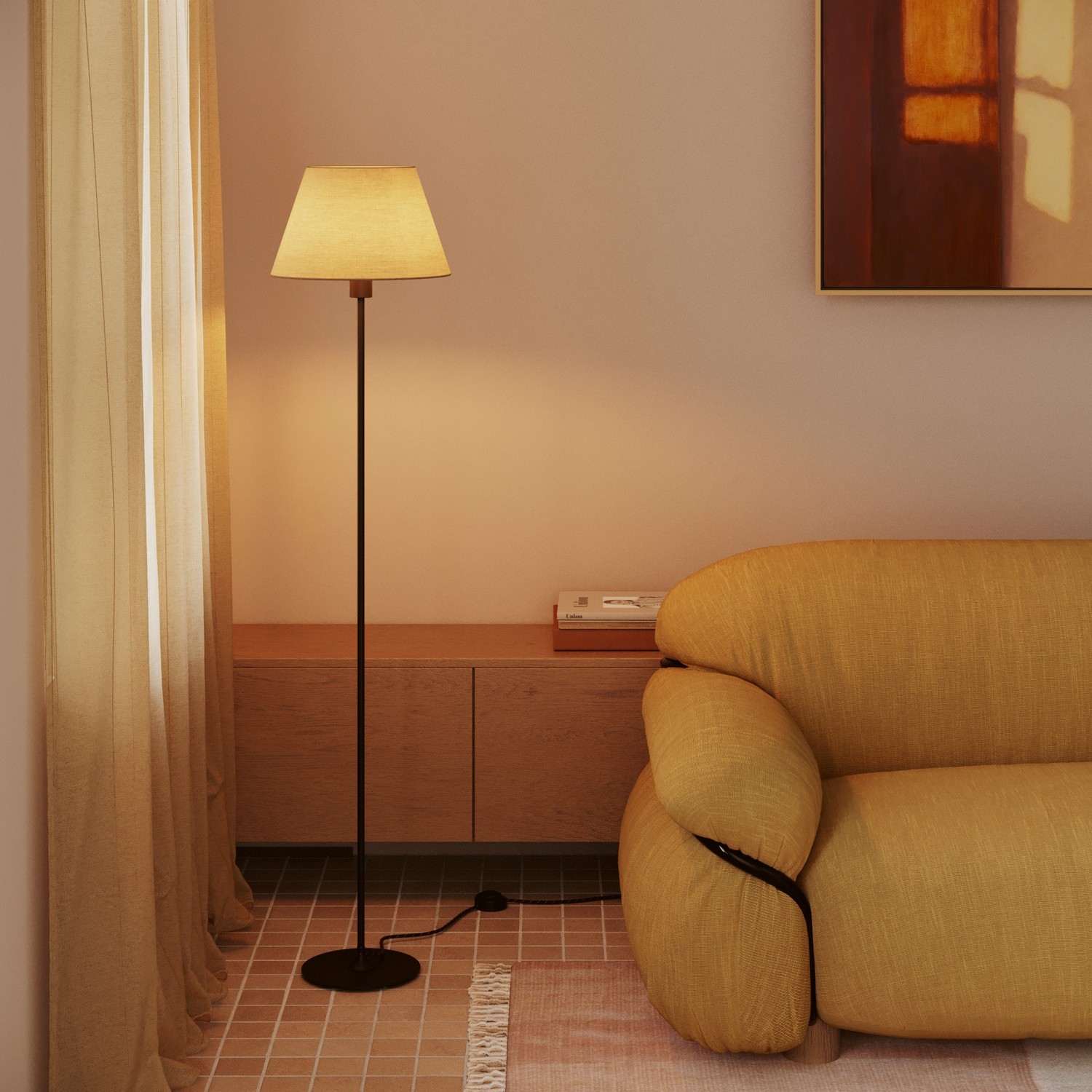 Tienidlo pre podlahovú lampu alebo nástenné svietidlo - Impero M, Taupe Arenal – Obrázok 3