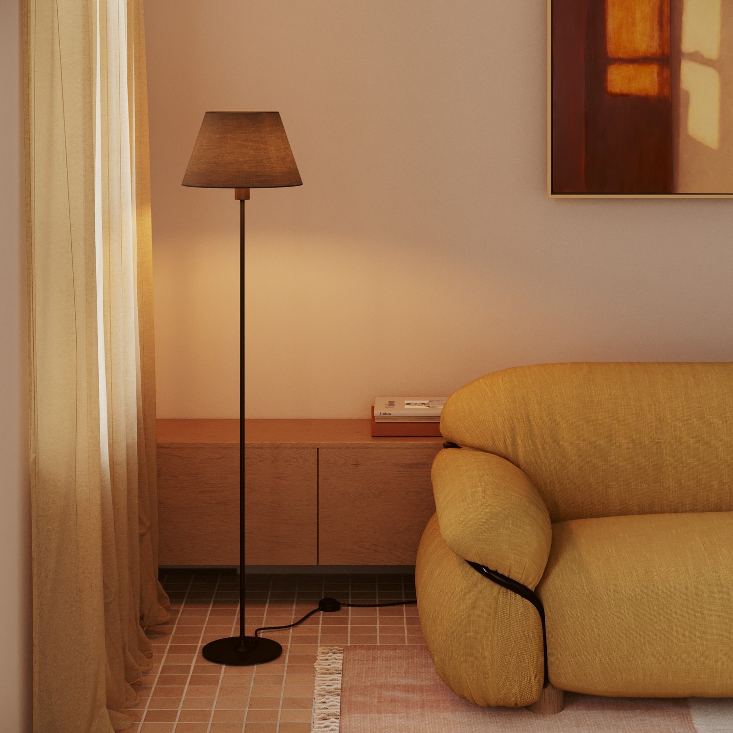 Tienidlo pre podlahovú lampu alebo nástenné svietidlo - Impero M, Dark grey canvas – Obrázok 3