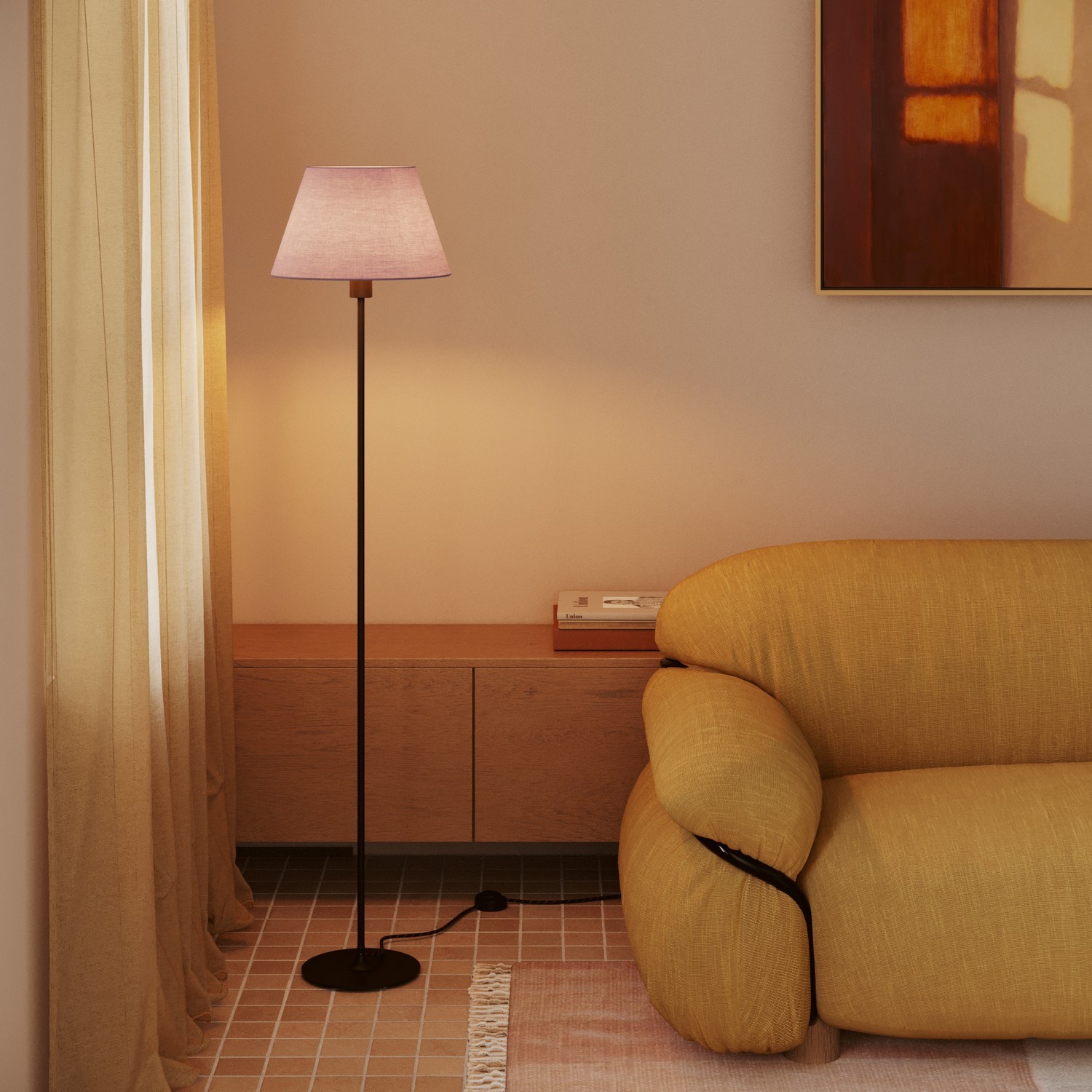 Tienidlo pre podlahovú lampu alebo nástenné svietidlo - Impero M, Lilac canvas – Obrázok 3